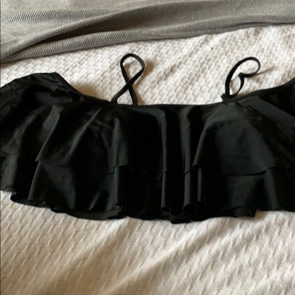 Black Bandeau Swim Top with Straps